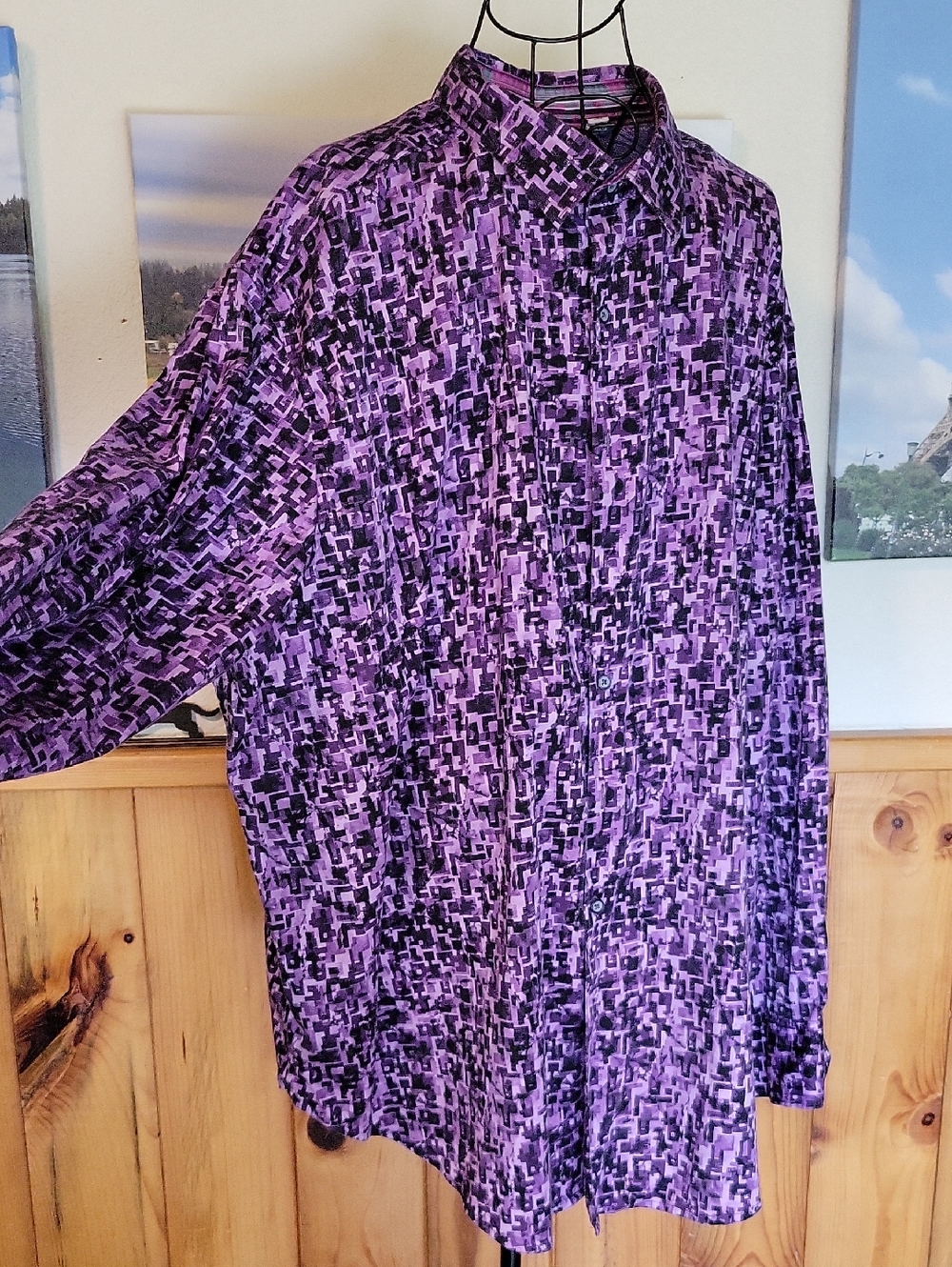 Robert Graham Purple & Black Abstract Print Button-Down Shirt